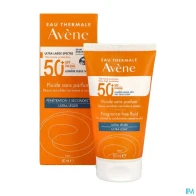 Eau thermale avene solaire fluide spf50+ sans parfum 50ml | Aesiel