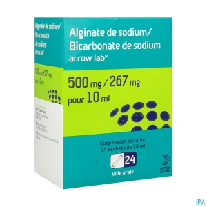 Alginate de sodium bicarbonate de sodium arrow lab suspension buvable 10ml sachet 24