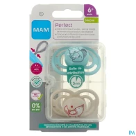 Mam sucette anatomique silicone perfect standard +6m boite sterilisation n73 x2 | Aesiel
