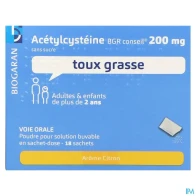 Acetylcysteine bgr conseil 200mg sans sucre poudre pour solution buvable sachet 18 | Aesiel