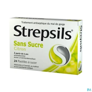 Strepsils citron sans sucre pastille a sucer 24 | Aesiel