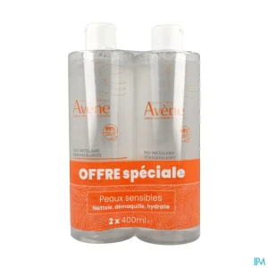 Eau thermale avene eau micellaire demaquillante 400ml x2 | Aesiel