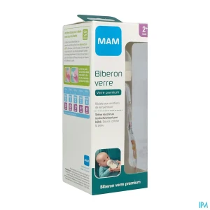 Mam biberon verre 260ml lin tetine debit 2 | Aesiel