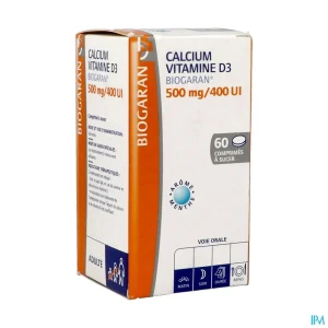 Calcium vitamine d3 biogaran 500mg/400ui comprime 60 | Aesiel