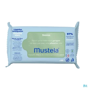 Mustela bebe enfant lingettes nettoyantes a l avocat bio fibres vegetale 60 | Aesiel