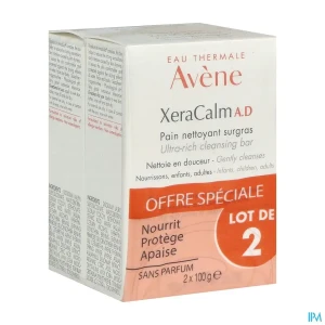 Eau thermale avene xeracalm ad pain nettoyant surgras 100g x2 | Aesiel