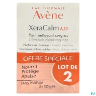 Eau thermale avene xeracalm ad pain nettoyant surgras 100g x2 | Aesiel