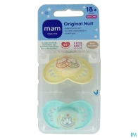 Mam sucette original nuit +18m silicone x2 | Aesiel