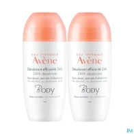 Eau thermale avene body deodorant efficacite 24h bille 50ml x2 | Aesiel