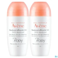 Eau thermale avene body deodorant efficacite 24h bille 50ml x2 | Aesiel