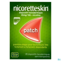 Nicoretteskin 25mg/16heures dispositif transdermique 28 | Aesiel