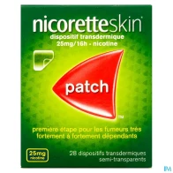 Nicoretteskin 25mg/16heures dispositif transdermique 28 | Aesiel