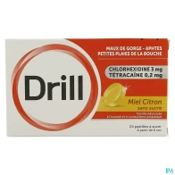 Drill miel citron sans sucre pastille a sucer 24 | Aesiel