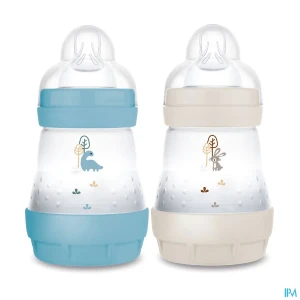 Mam biberon easy start anticolique 160ml ocean + sable tetine debit 1 x2 | Aesiel