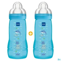 Mam biberon easy active 2eme age colore 330ml garcon tetine debit x x2 | Aesiel