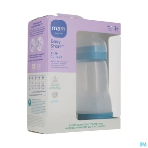 Mam biberon easy start anticolique 260ml ocean + sable tetine debit 2 x2 | Aesiel