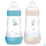 Mam biberon easy start anticolique 260ml ocean + sable tetine debit 2 x2 | Aesiel