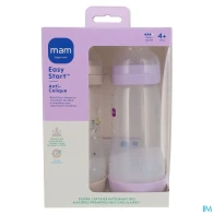 Mam biberon easy start anticolique 320ml lilas + sable tetine debit 3 x2 | Aesiel