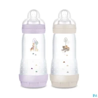 Mam biberon easy start anticolique 320ml lilas + sable tetine debit 3 x2 | Aesiel