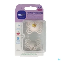 Mam sucette perfect naissance 0/2m silicone x2 | Aesiel