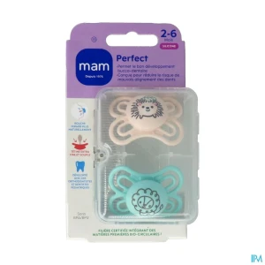 Mam sucette perfect 2/6m silicone x2 | Aesiel