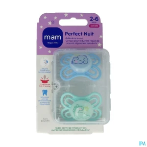 Mam sucette perfect nuit 2/6 mois silicone x2 | Aesiel