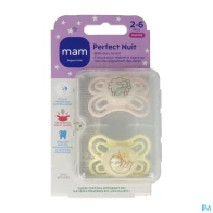 Mam sucette perfect nuit 2/6 mois silicone x2 | Aesiel