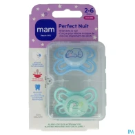 Mam sucette perfect nuit 2/6 mois silicone x2 | Aesiel