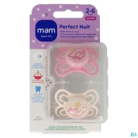 Mam sucette perfect nuit 2/6 mois silicone x2 | Aesiel