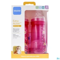 Mam biberon easy active 2eme age colore 330ml fille tetine debit x x2 | Aesiel