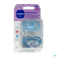 Mam sucette perfect nuit +6m silicone x2 | Aesiel