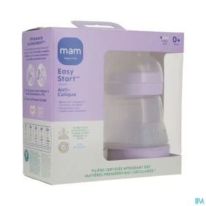 Mam biberon easy start anticolique 160ml lilas + sable tetine debit 1 x2 | Aesiel