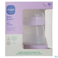 Mam biberon easy start anticolique 160ml lilas + sable tetine debit 1 x2 | Aesiel