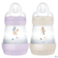 Mam biberon easy start anticolique 160ml lilas + sable tetine debit 1 x2 | Aesiel
