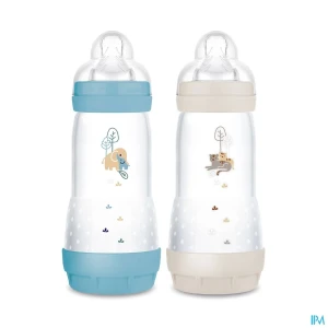 Mam biberon easy start anticolique 320ml ocean + sable tetine debit 3 x2 | Aesiel