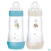 Mam biberon easy start anticolique 320ml ocean + sable tetine debit 3 x2 | Aesiel