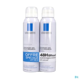 La roche posay deodorant physiologique 48h aerosol 150ml x2 | Aesiel