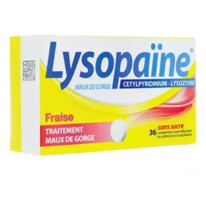 Lysopaine sans sucre comprime a sucer fraise 18 x2 | Aesiel