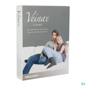 Veinax2 coton mi bas homme noir long t5 | Aesiel