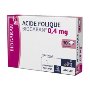Acide folique biogaran 0mg4 comprimé 30