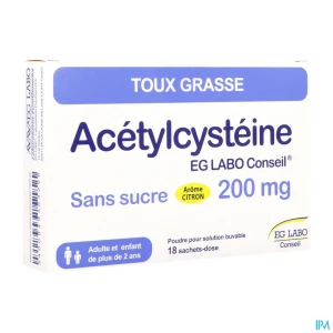 Acetylcysteine eg labo conseil 200mg sans sucre poudre 18