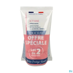 Ducray ictyane crème mains protectrice 50ml x2 | Aesiel