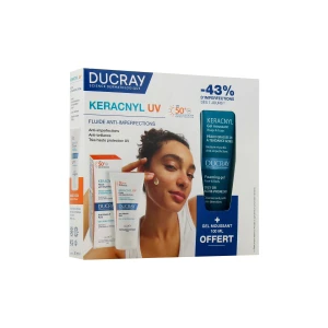 Ducray keracnyl uv 50+ fluide antiimperfections 50ml + gel 100ml offert | Aesiel