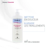 Dexeryl essentiel crème lavante pour peaux sèches flacon pompe translucide 500ml
