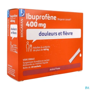 Ibuprofene biogaran conseil 400mg suspension buvable 10ml 10 | Aesiel