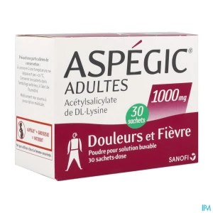 Aspegic adulte 1000mg poudre pour solution buvable sachet 30 | Aesiel