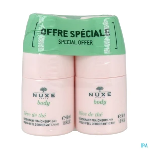 Nuxe reve de the deodorant fraicheur 24h toutes peaux roll on 50ml x2 | Aesiel