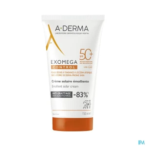 A derma exomega control crème solaire emolliente spf50+ 150ml | Aesiel