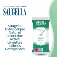 Saugella protection active lingette intime nettoyante 15