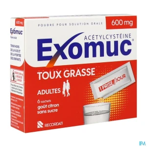 Exomuc 600mg poudre pour solution orale en sachet 6 | Aesiel